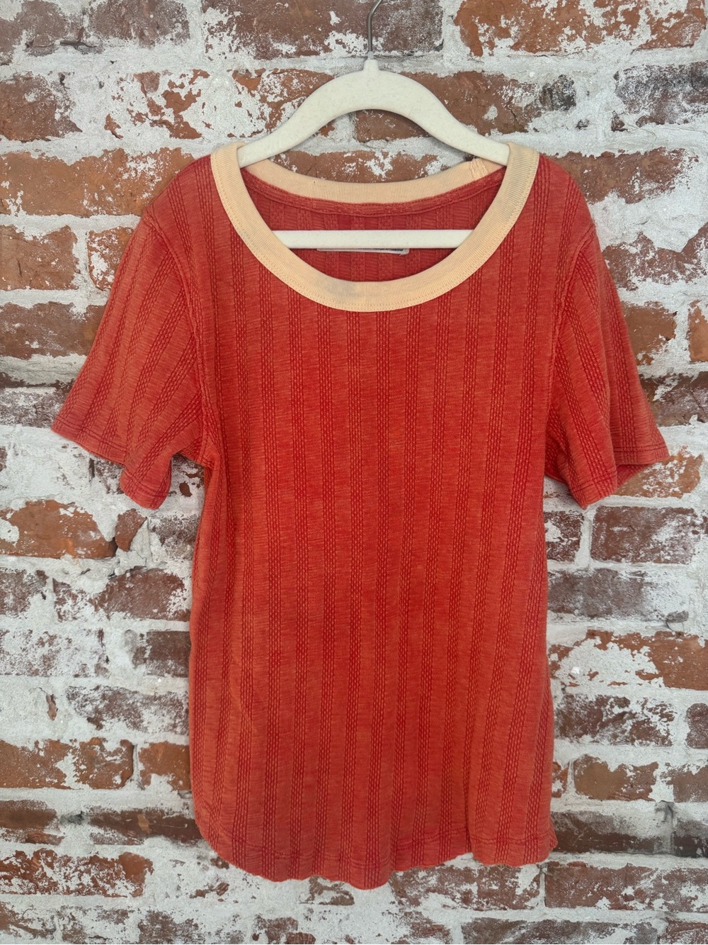 We The Free Free People Escape Short Sleeve Knit Tee Coral Orange X-Small